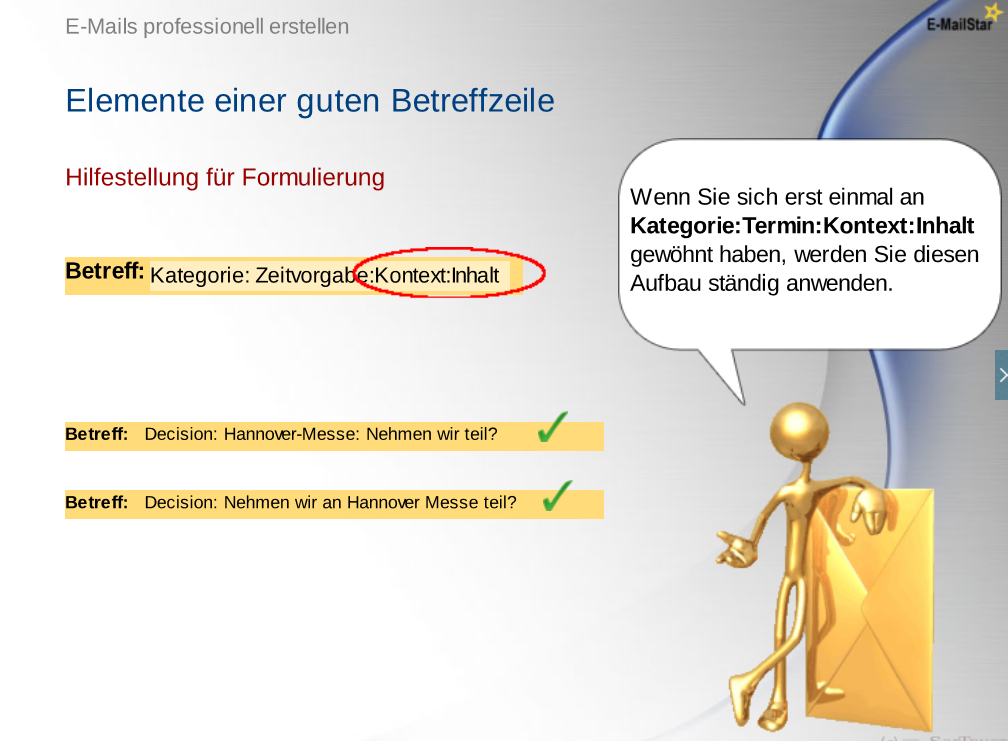 Screenshot deutsches E-Mail-Training CBT